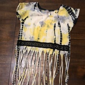 Jac n Peppar tie dye fringe crop top